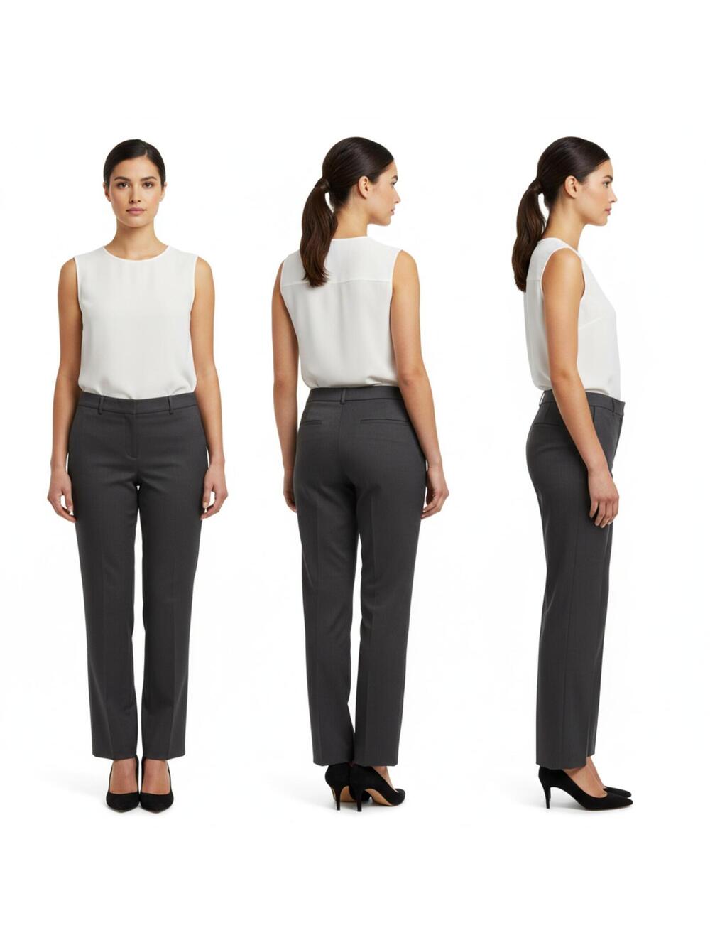Dress Pants Career Work Office Straight Leg Black